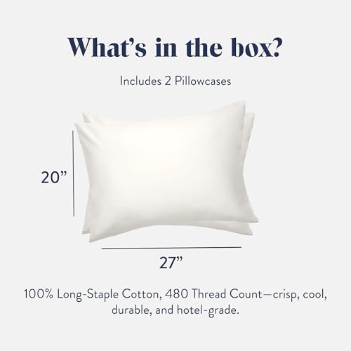 Brooklinen Luxury Sateen Pillowcases - Set of 2, 100% Long Staple...