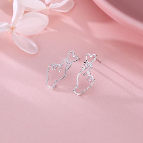 SLUYNZ 925 Sterling Silver Heart Studs Earrings for Women Teens Unique Sweet Love Heart Post Studs Earrings2