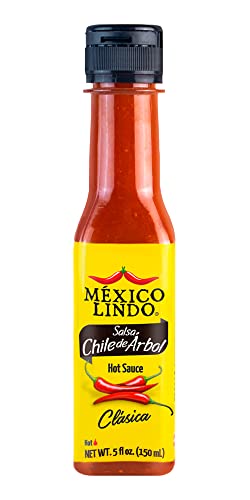Image of Mexico Lindo Chile de Arbol Hot Sauce Ingredients | 12,190 Scoville Level | Classic Flavor | 5 Fl Oz Bottle (Pack of 1)