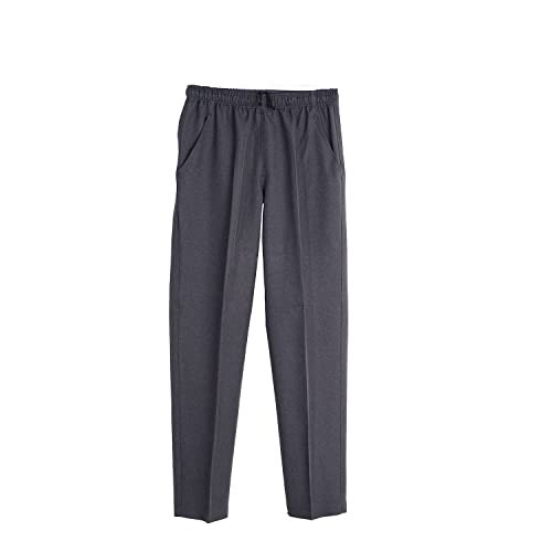 Pantalón Adaptado Hombre - Entretiempo - Pantalon Vestir con Goma en la Cintura - Tallas Grandes (Gris, 2XL)