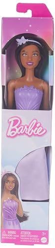 Image of Barbie Royal Fashion Doll with Dark Brown Hair, Removable Skirt & Accessories, Purple Butterfly-Themed Monochromatic Look