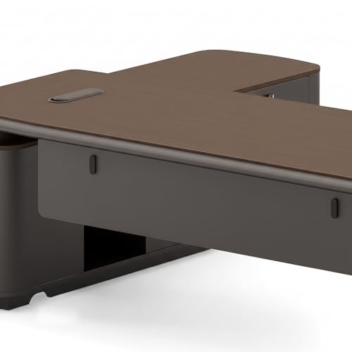Image of Lakdi The Furniture Co Handcrafted Modern Executive Director Table for Office with Integrated Storage, Wire Manager Office Table - LDL-753
