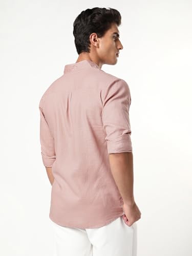 Image of Urbano Fashion Men's Linen Blend Full Sleeve Relaxed Fit Casual Solid Shirt