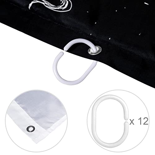 Rideau de douche squelette imperméable 152 x 183 cm lavable avec crochets