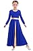 ZX Girls Praise Dance Dress Full Length Wide Swing Skirt Long Sleeve Liturgical Worship Church Robe Lyrical Dancewear Tag 130, Royal Blue, 7-8 Years