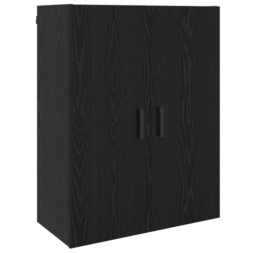 Armario de pared negro 69,5x34x90 cm de madera con puerta 2