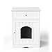 OPAHDN Elegant Indoor Cat Litter Box Enclosure, Stylish & Functional Nightstand with Drawer, White