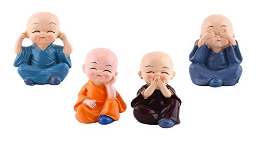 Autographix Colorful 4 Monks Action Budhha Figurines(Resin, Multicolour)