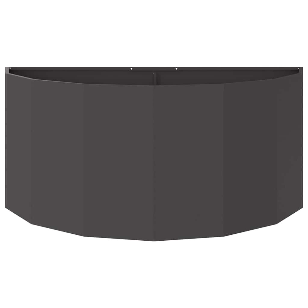 Moderner Halbrunder Pflanzkübel aus Stahl, 120 x 60 x 50 cm, schwarz für Garten und Terrasse