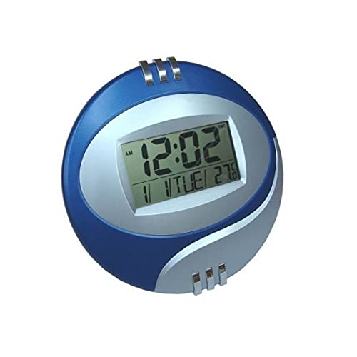 Relógio de Mesa Digital Redondo Azul 20X15 Com Alarme