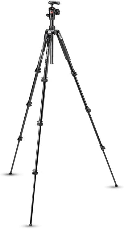 Manfrotto Befree Advanced Tripod highlighting 9kg payload capacity and aluminum construction.