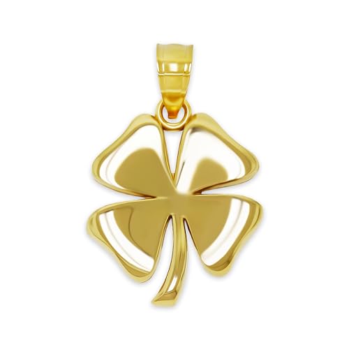 Gold Four Leaf Clover Charm - 10 Karat Solid Gold - Shamrock Pendant - Good Luck Charm Necklace - Irish Shamrock