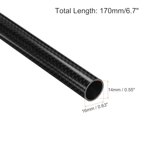 QUARKZMAN 2 Stück Kohlefaserrohr 14 x 16 x 170mm glänzende Oberfläche Stab 3K gewickeltes reines Kohlefaser-Rundrohr für RC-Flugzeug Multicopter Quadcopter