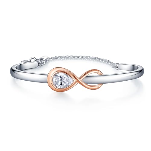 Lyniuoy Plaqué or blanc 18 Caratset or rose Infini Bracelet Femme, Bijoux Femme, Romantique Cadeau Femme-Idées Uniques pour Anniversaire, Fête des Mères,...