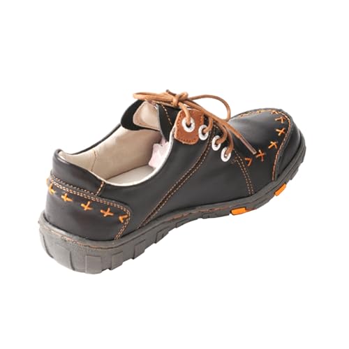 TMA EYES Women's Leather Non-Slip lace-up Leather Fashion Shoes Flats Comfortable with Hand-Stitched Design2