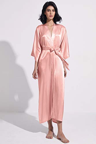 Image of PRODESIGN Satin Kimono Robe Women Long Silky Kimono Bathrobe Sleepwear Wedding Bridesmaid Robe