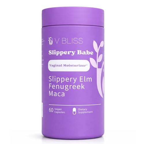 V Bliss Slippery Babe Vaginal Moisturizer Capsules | Relieves Vaginal Dryness with Slippery Elm, Fenugreek, & Maca | Once Daily, 60 Capsules