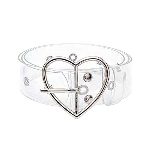 Heart Buckle Clear PVC Belt Fashion for Women and Girls