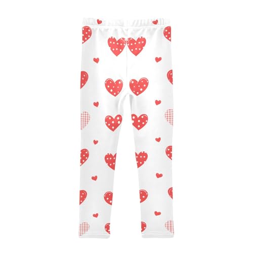 Valentines Red Heart Shape Girls Leggings Ultra Soft Compression Yoga Gym Pants for Kids 4-10T2
