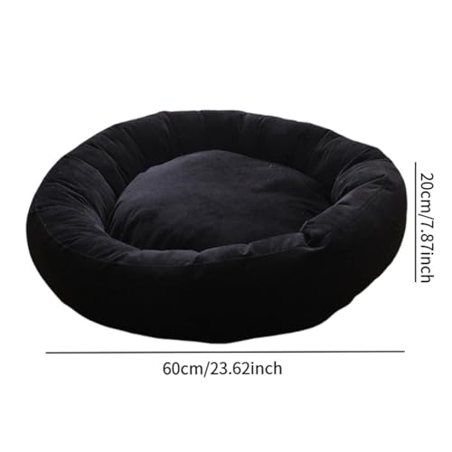 Panier pour chat et tapis de couchage lavable en forme de beignet noir L - 4