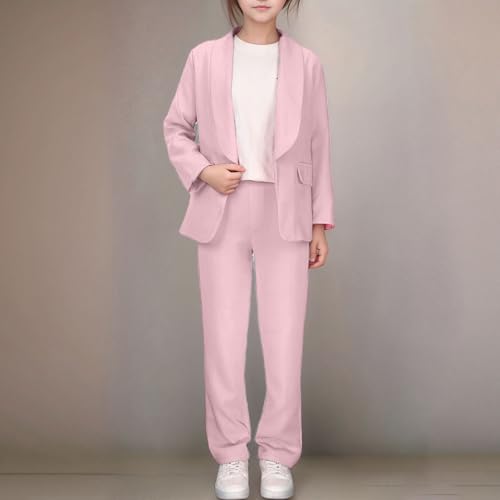 Girls Suit Set Open Front Long Sleeve Lapel Jacket Outfit for Teen Youth Formal and Casual Wear3