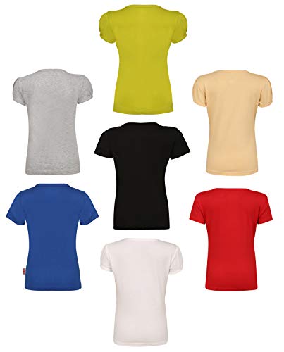 Image of SINI MINI Sinimini Girls Half Sleeve Cotton Round Neck Tshirt with bio wash (Pack of 7).