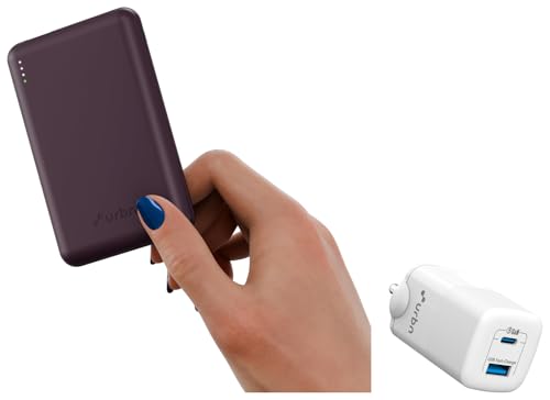 Image of URBN 10000 Mah Nano Slim USB Type-C Input Power Bank - Purple with 65W Gan Charger