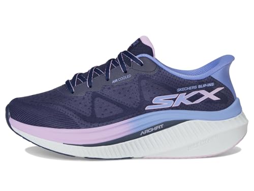 Skechers Donna Slip-Ins: Go Walk Max Cushioning Arch Fit - Areena Sneaker In Blu Navy Blue/Lavanda, Taglia 36.5, Vegan, Lavabile In Lavatrice - 5