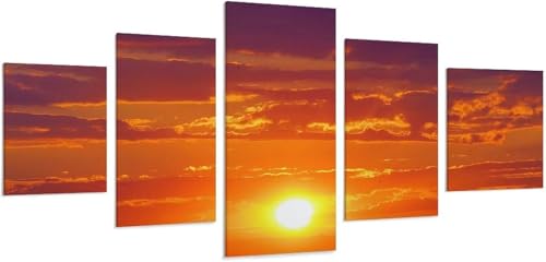 Chambre Décoration Paysage Coucher du Soleil Tableau 5 Panneaux