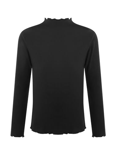 TTAO Kids Girls Boys Thermal Underwear Tops Base Layer Casual T-Shirts Pullover Workout Sport Undershirt Black 11-12 Years