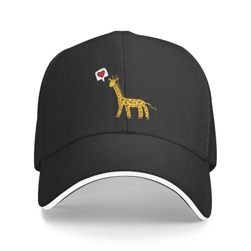 Casquette de baseball respirante et ajustable avec motif anime girafe au cœur