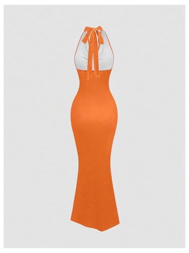 Image of GORGLITTER Women's Halter Formal Cocktail Beach Wedding Guest Maxi Dresses | Cinched Waisted Dress, Cowl Neck Dress, Birthday Club Dresses, Date Night Going Out Dress for Women