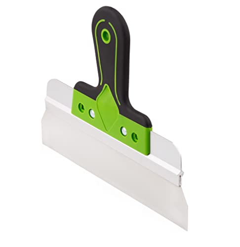 Mivos Espátula ancha para fachadas de acero inoxidable, 250 x 60 mm, con soporte de aluminio y mango suave, para grandes superficies, fabricada en la UE Cover
