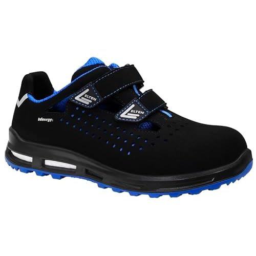ELTEN Sicherheitsschuhe IMPULSE XXT blue Easy ESD S1, Damen und Herren, Textil, Kunststoffkappe (leichter als Stahlkappe), leicht, sportlich, Schwarz/Blau, Größe: 39