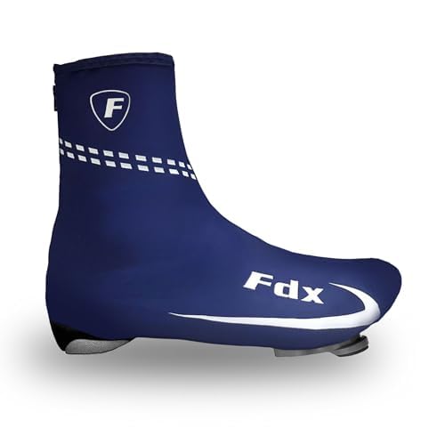 FDX Cycling OverShoes - Windproof and Water Resistant Shoecovers for Men and Women, Warm and Thermal Bike Gaiters, MTB Accessories Navy-XL