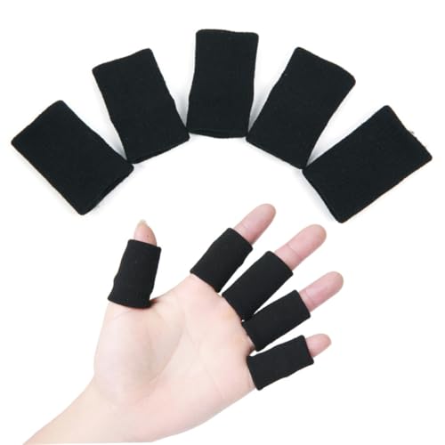 Beavorty 10 Pieces Finger Sleeves Finger Braces Sports Sleeves Finger Protector Thumb Braces Black