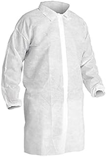 CLEANPROÂ® Disposable Polypropylene Snap Closure Lab Coats with Elastic Wrists, White (Case of 30) (2X Large)