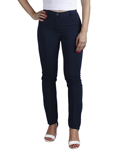 Pantalón de Vestir Mujer con Estampado Sólido. Pantalón Elegante con Tiro Medio, Corte Recto, Corte Skinny, para Trabajo, Oficina, Camarera, Dependiente. (93% Poliéster - 7% Elastano)