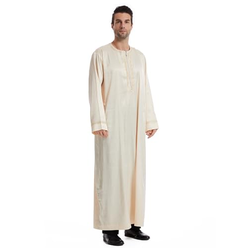 Ropa de oración para hombres caftán de manga larga árabe vestidos abaya thobe musulmanes vestido medieval camisa pastor disfraz camisón bata islámica camisas ropa árabe regalos ramadán, Beige5, XXL