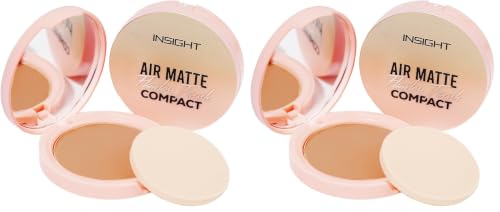 Image of INSIGHT Air Matte Flawless Finish Compact - Rich Cocoa (11g) | Buildable Coverage | SPF 15 Protection | Blurs & Conceals | Infused with Vitamin E & Jojoba Oil | Long Wear (Pack of 2)