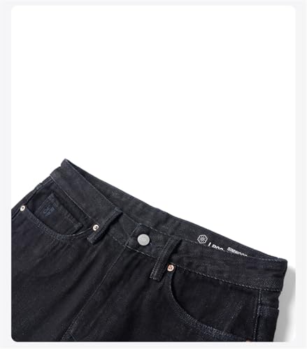 Men Spring Loose Relax Fabric Jeans Plus Size Warm Denim Trousers Blue Black 332