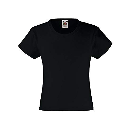 Fruit of the Loom - Camiseta de manga corta Valueweight para niñas Negro Negro ( 116 cm