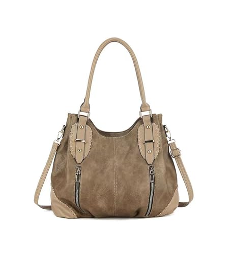 myfriday Vintage Leather Tote Handbags for Women, Soft Hobo Shoulder Bag Crossbody Satchel Purse with Adjustable Strap