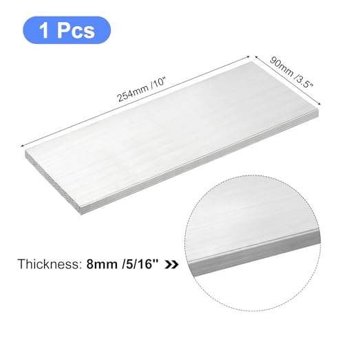 Image of uxcell Square Aluminum Flat Bar, 5 /16 inch Thick 3.5 inch Width 10 inch Length Square Aluminum Bar 6061 Aluminum Flat Plate, 8 x 90 x 254mm T6511 Solid New Mill Stock for Industrial Building