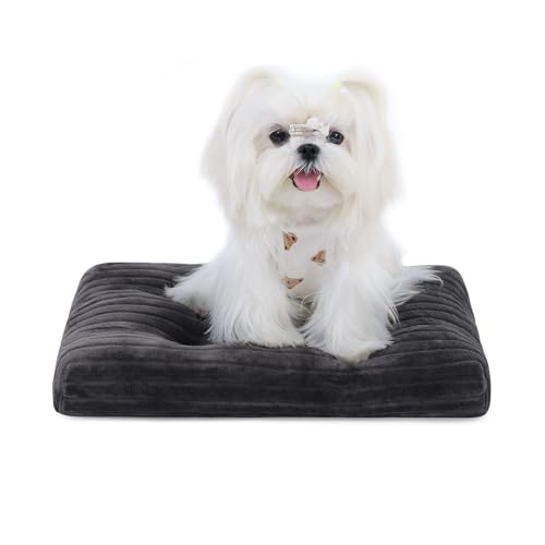 Dog Crate Bed Washable Dog Beds for XX-Small Dogs Deluxe Thick Flannel Fluffy Comfy Kennel Pad Anti-Slip & Anti-Scratch Pet Sleeping Mat, 17 x 11 Inch, Gray