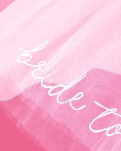 Bride To Be Embroidered Veil - Bride Veil for Bachelorette Party, Bach Party Favors Accessory, Bride To Be Headband, White Head Peace for Bridal Shower Engagement Party, Wedding and Gift2