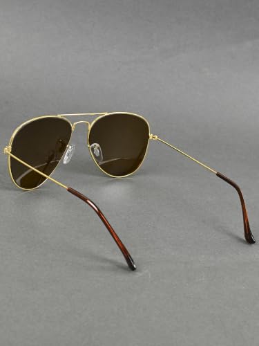 Image of GYNK Men's Aviator Sunglasses | Toughened Glass Lens | UV400 Protection | Lightweight Metal Frame Pilot Sunglasses for Driving, Travel, Outdoor Activities & Daily Wear