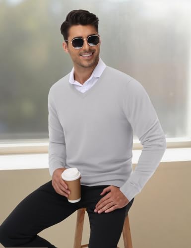 MAGNIVIT Men's V Neck Pullover Light Weight Long Sleeve Knit Soft Fashion Ribbed Sweater4