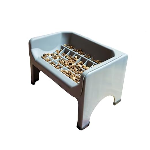 Fluff Trough XL Binge Blocker – Elevated Slow Feeder Dog Bowl with Silicone Slow Feeder Insert, Raised Dog Bowl & Food Container for Medium Large Dogs, Vet Recommended Elevated Dogs Dish (Gray)