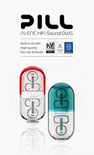 Image of Moondrop Pill Open Ear Headphones Bluetooth 6.0 OWS Hanging Earphones IPX4 Open Ear Clip Wireless Earbuds Built-in AI ENC MD-0WS-003 (RED)